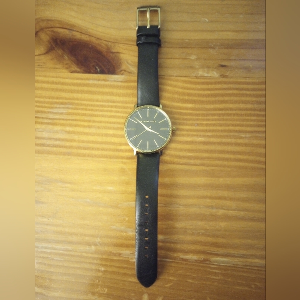 Michael Kors Women's Pyper Black Leather Strap Watch 38mm